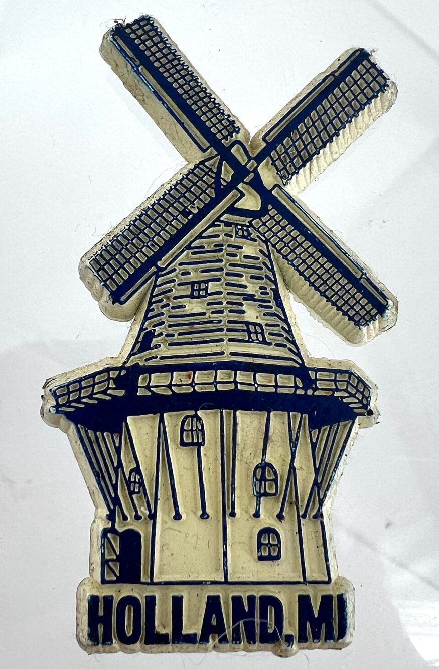 Vintage Holland, Michigan Windmill Travel Souvenir Refrigerator Fridge Magnet